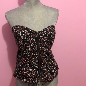 Floral print bustier top